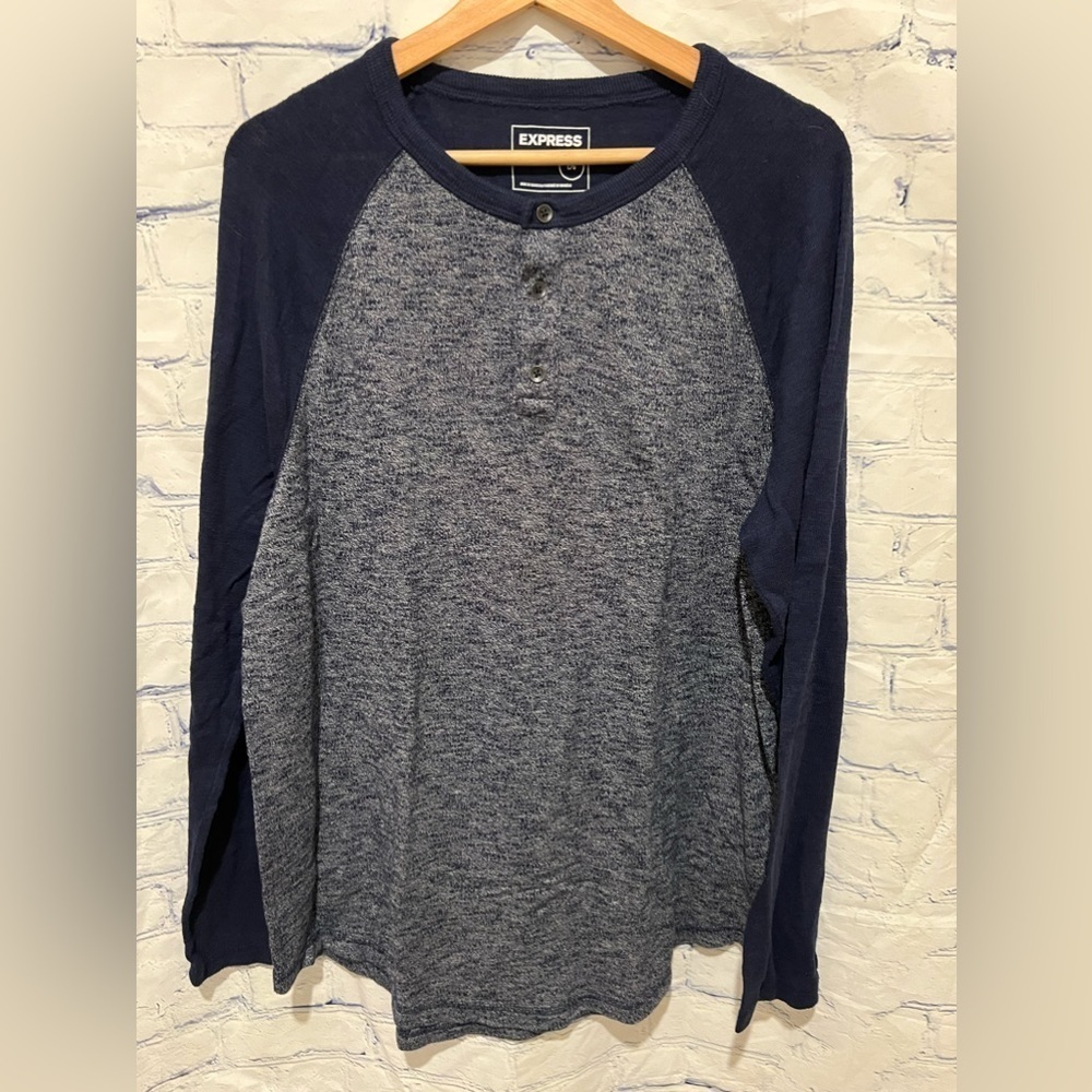 Express men’s long sleeve 2 tone blue shirt large.